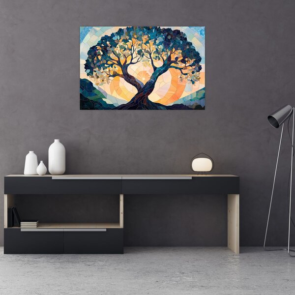 Slika – Mozaik – sunce i drvo II. (90x60 cm)