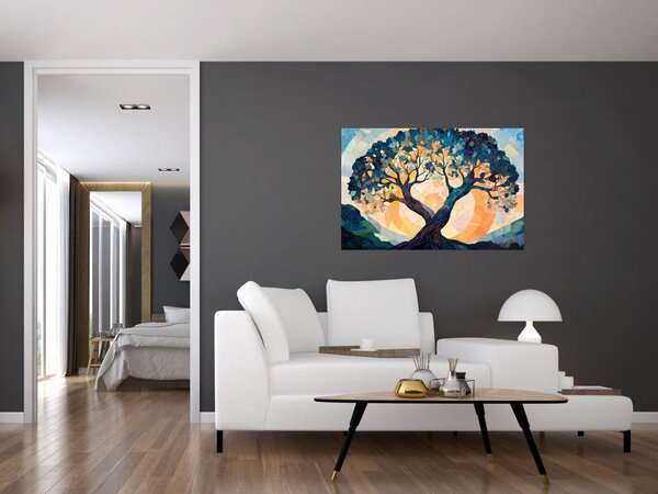Slika – Mozaik – sunce i drvo II. (90x60 cm)