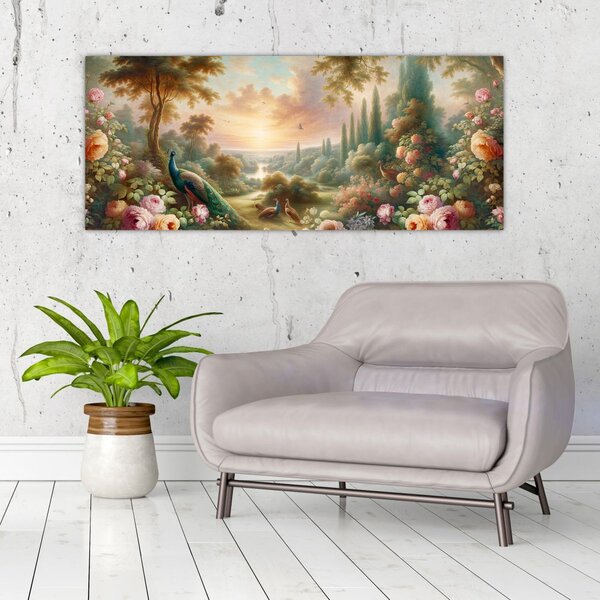 Slika - Paunovi u vrtu (120x50 cm)