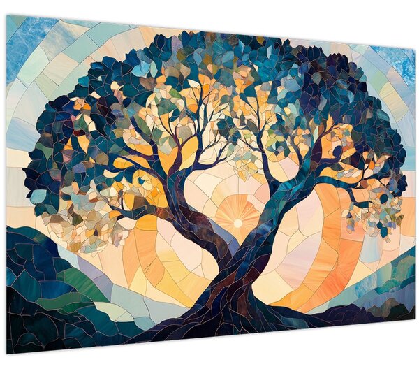 Slika – Mozaik – sunce i drvo II. (90x60 cm)
