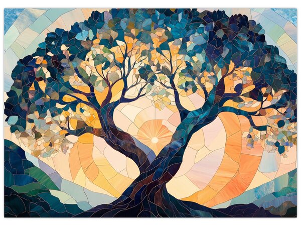 Slika – Mozaik – sunce i drvo II. (70x50 cm)