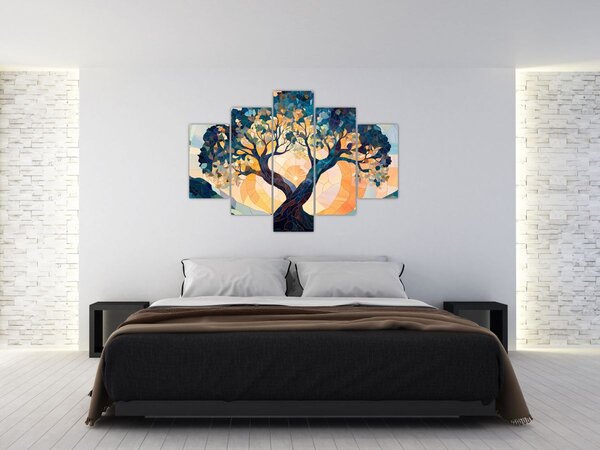 Slika – Mozaik – sunce i drvo II. (150x105 cm)