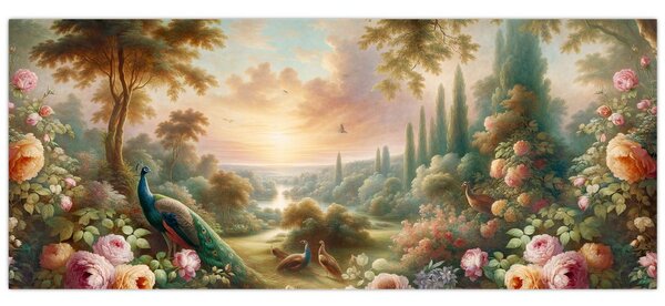 Slika - Paunovi u vrtu (120x50 cm)