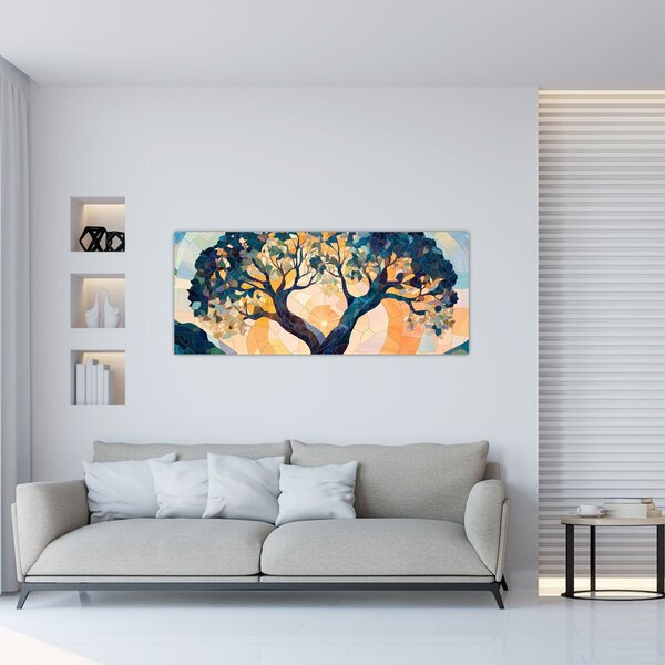 Slika – Mozaik – sunce i drvo II. (120x50 cm)