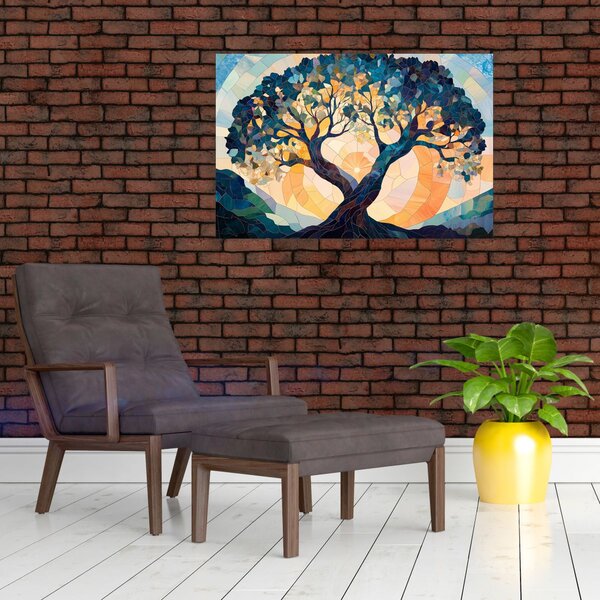 Slika – Mozaik – sunce i drvo II. (90x60 cm)