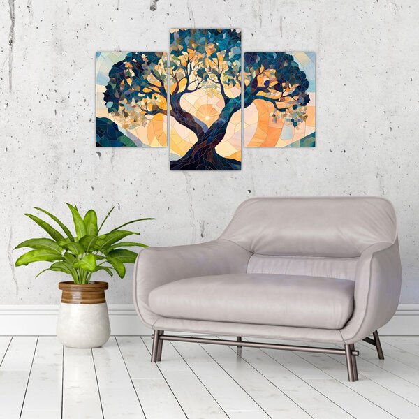 Slika – Mozaik – sunce i drvo II. (90x60 cm)