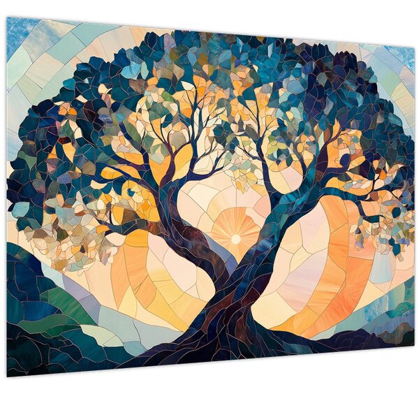 Slika – Mozaik – sunce i drvo II. (70x50 cm)