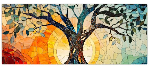 Slika – Mozaik – sunce i drvo I. (120x50 cm)