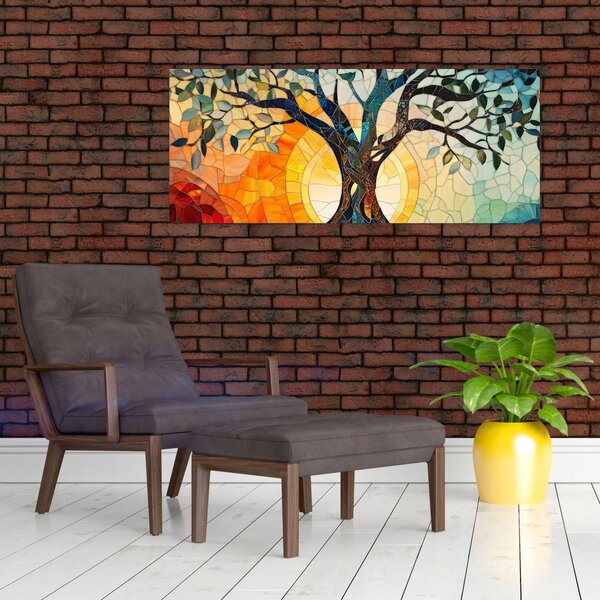 Slika – Mozaik – sunce i drvo I. (120x50 cm)