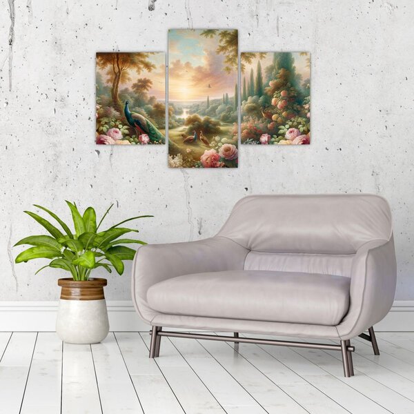 Slika - Paunovi u vrtu (90x60 cm)