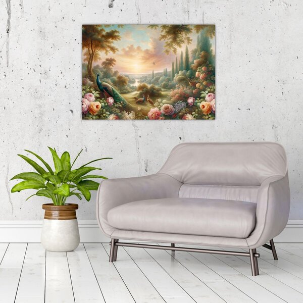 Slika - Paunovi u vrtu (70x50 cm)