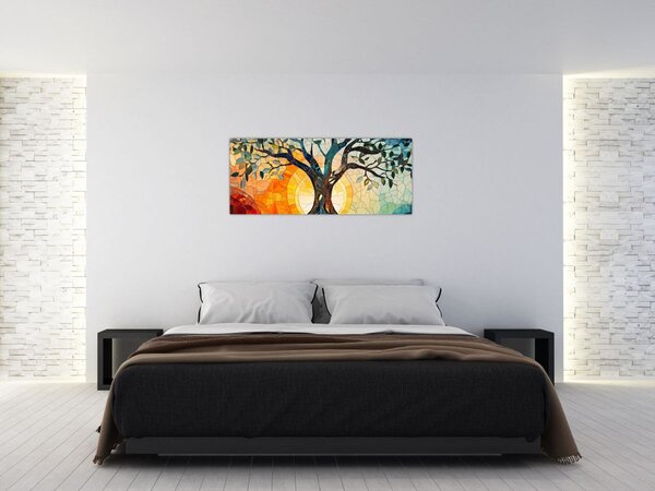 Slika – Mozaik – sunce i drvo I. (120x50 cm)