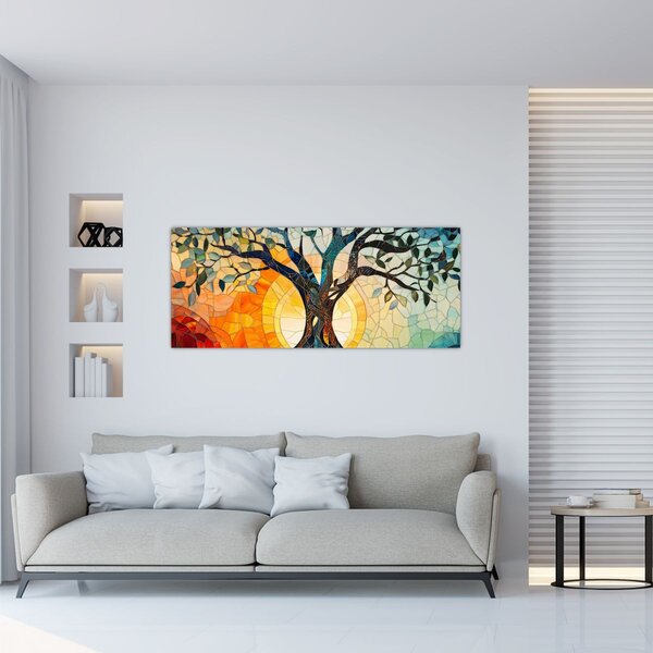 Slika – Mozaik – sunce i drvo I. (120x50 cm)