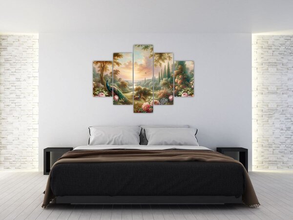 Slika - Paunovi u vrtu (150x105 cm)