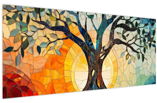 Slika – Mozaik – sunce i drvo I. (120x50 cm)