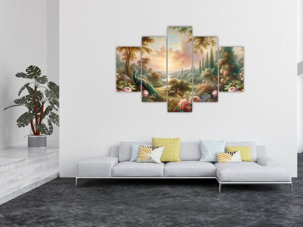 Slika - Paunovi u vrtu (150x105 cm)