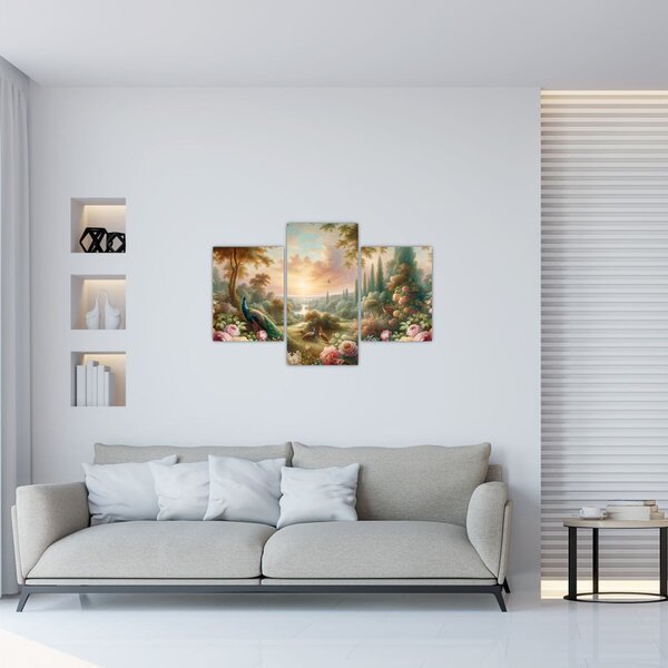 Slika - Paunovi u vrtu (90x60 cm)