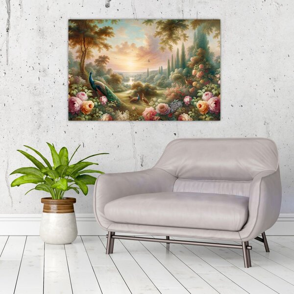 Slika - Paunovi u vrtu (90x60 cm)