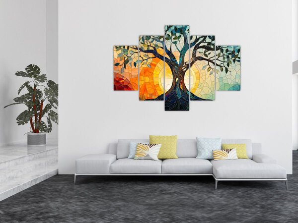 Slika – Mozaik – sunce i drvo I. (150x105 cm)
