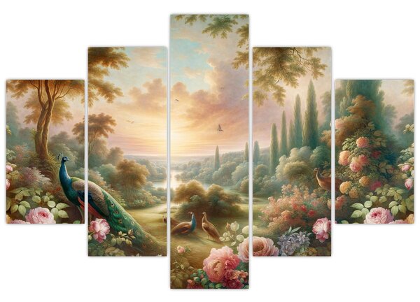 Slika - Paunovi u vrtu (150x105 cm)