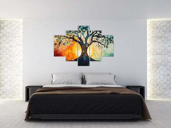Slika – Mozaik – sunce i drvo I. (150x105 cm)