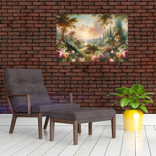 Slika - Paunovi u vrtu (90x60 cm)