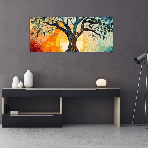 Slika – Mozaik – sunce i drvo I. (120x50 cm)