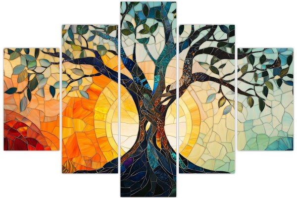 Slika – Mozaik – sunce i drvo I. (150x105 cm)