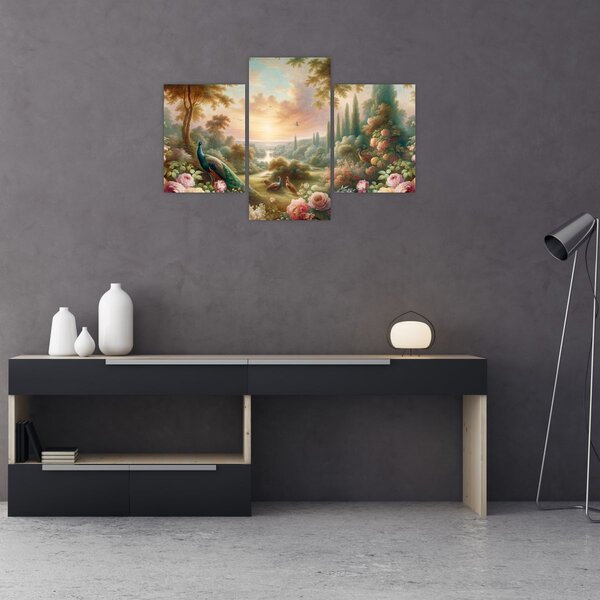 Slika - Paunovi u vrtu (90x60 cm)