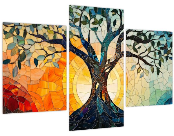 Slika – Mozaik – sunce i drvo I. (90x60 cm)