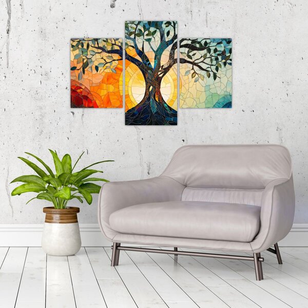 Slika – Mozaik – sunce i drvo I. (90x60 cm)