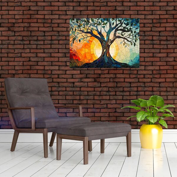 Slika – Mozaik – sunce i drvo I. (70x50 cm)