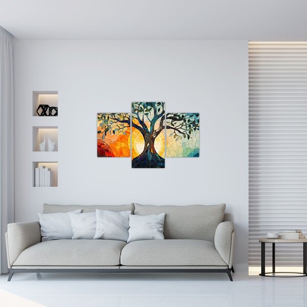 Slika – Mozaik – sunce i drvo I. (90x60 cm)