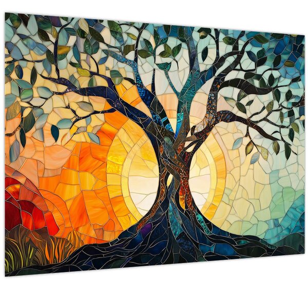 Slika – Mozaik – sunce i drvo I. (70x50 cm)