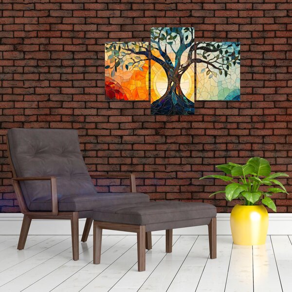 Slika – Mozaik – sunce i drvo I. (90x60 cm)