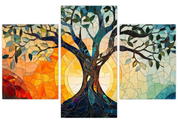 Slika – Mozaik – sunce i drvo I. (90x60 cm)
