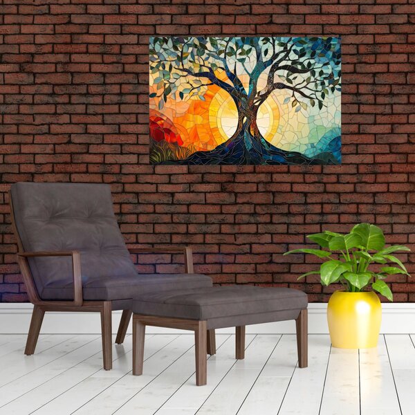 Slika – Mozaik – sunce i drvo I. (90x60 cm)