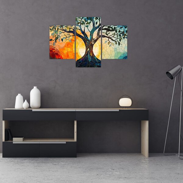 Slika – Mozaik – sunce i drvo I. (90x60 cm)