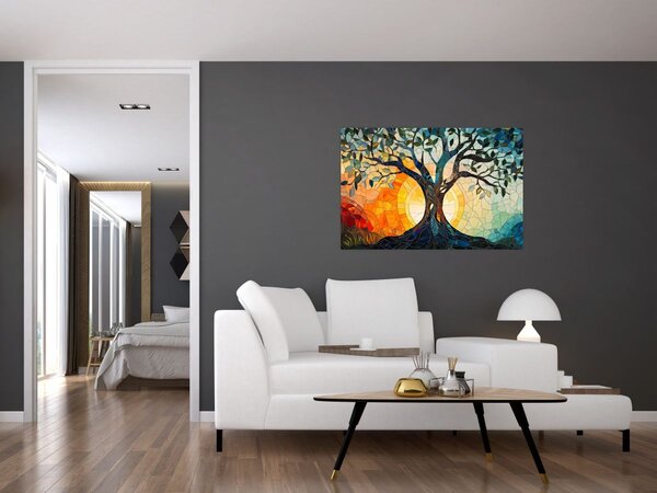 Slika – Mozaik – sunce i drvo I. (90x60 cm)