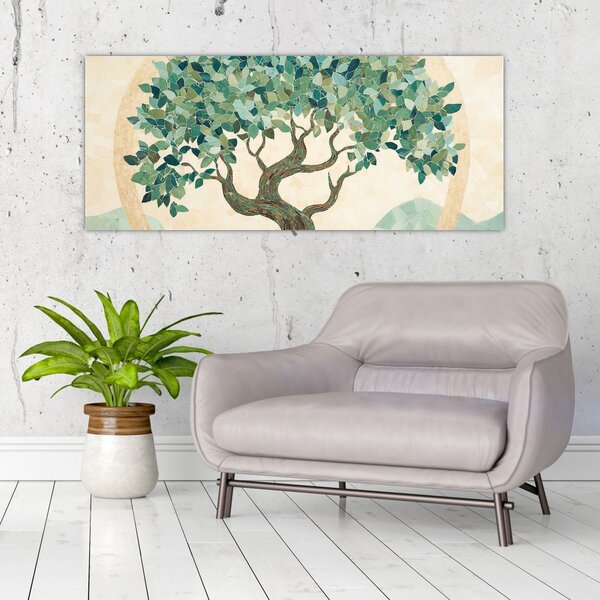 Slika – Elegantna mozaika s drvetom (120x50 cm)