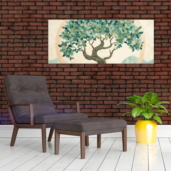 Slika – Elegantna mozaika s drvetom (120x50 cm)