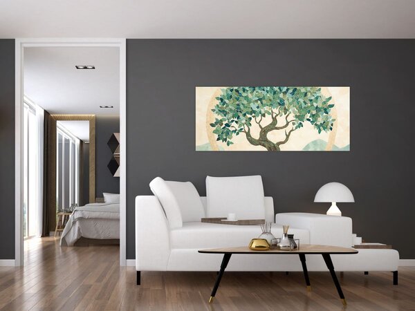 Slika – Elegantna mozaika s drvetom (120x50 cm)
