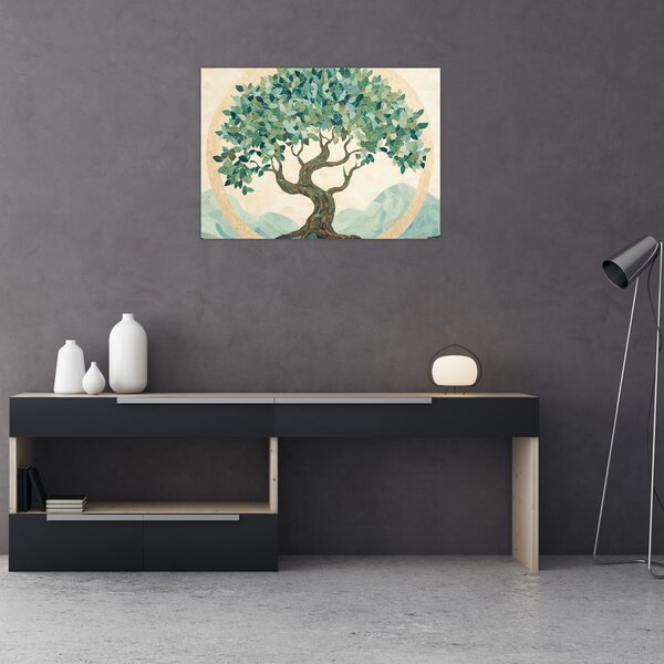 Slika – Elegantna mozaika s drvetom (70x50 cm)