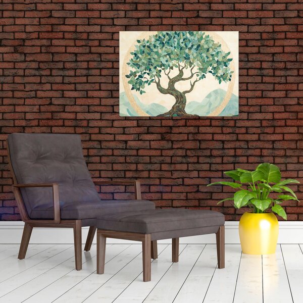 Slika – Elegantna mozaika s drvetom (70x50 cm)