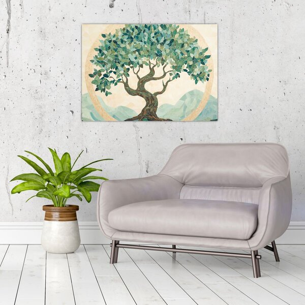 Slika – Elegantna mozaika s drvetom (70x50 cm)