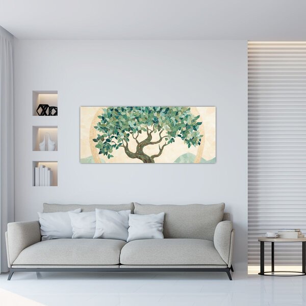Slika – Elegantna mozaika s drvetom (120x50 cm)