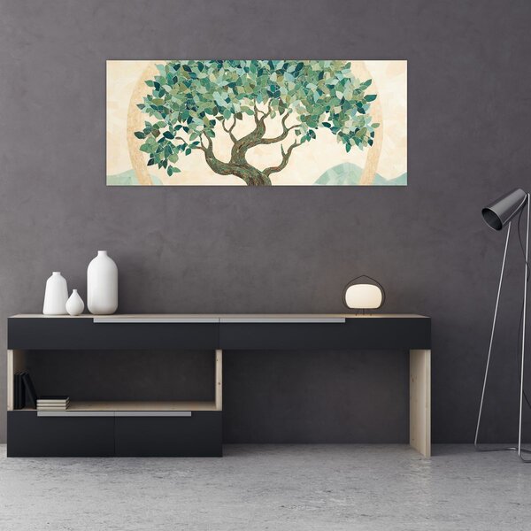 Slika – Elegantna mozaika s drvetom (120x50 cm)