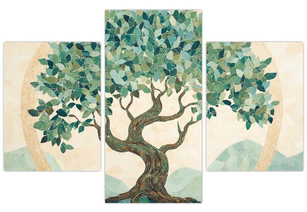 Slika – Elegantna mozaika s drvetom (90x60 cm)