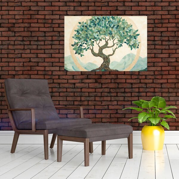 Slika – Elegantna mozaika s drvetom (90x60 cm)