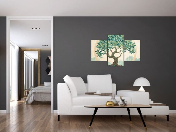 Slika – Elegantna mozaika s drvetom (90x60 cm)